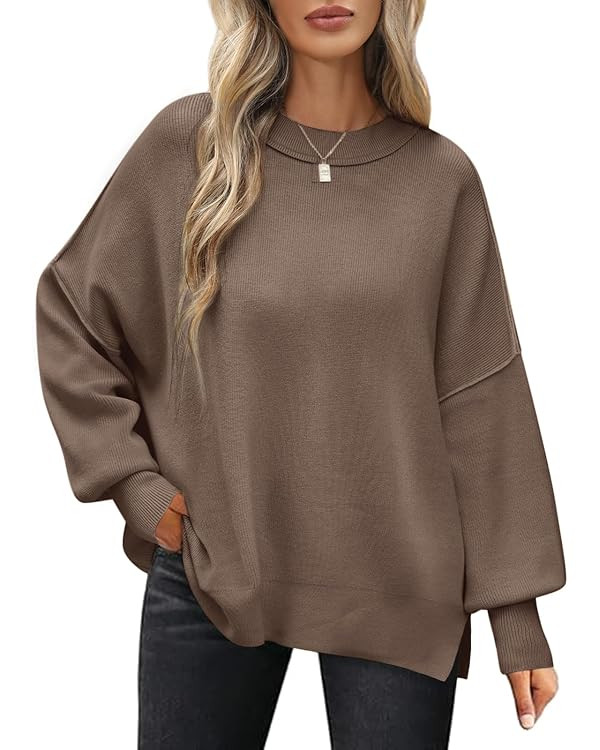 Women's Jumpers Oversized Fall Winter Long Sleeve Tops Ladies Loose Fit Crew Neck Sweaters Casual... | Amazon (UK)