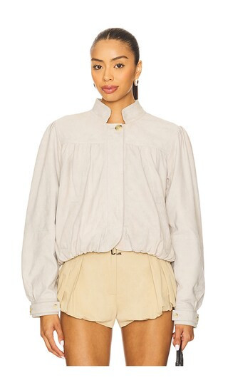 Free People x We The Free Nimbus Suede Jacket In Grey in Light Grey. - size M | Revolve Clothing (Global)