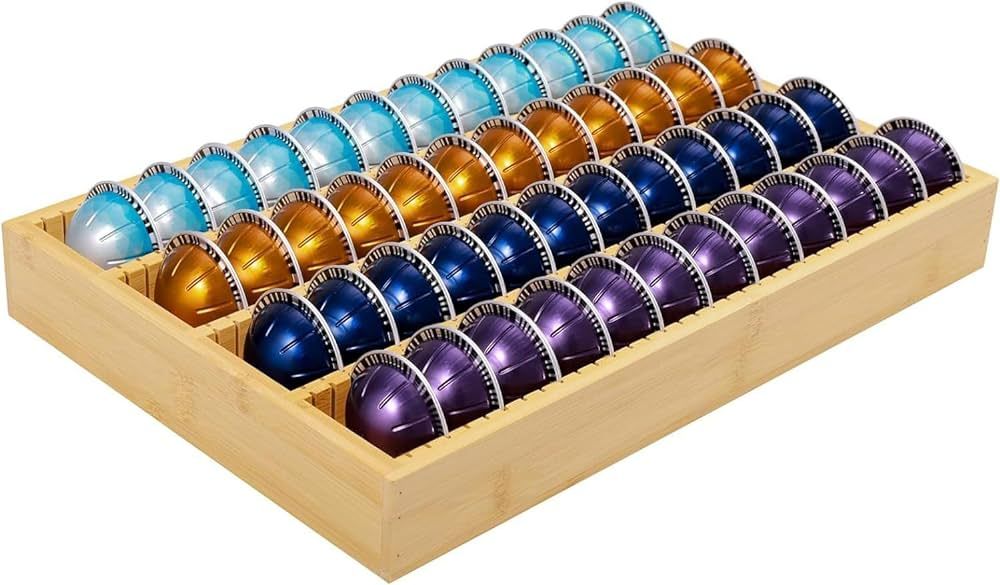 Bamboo Coffee Pod Holder Drawer Insert for Counter Compatible with Nespresso Vertuo Capsules | Amazon (US)