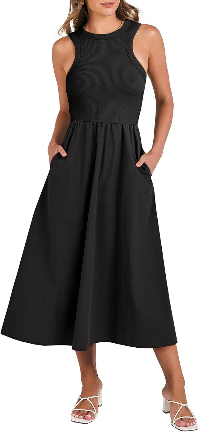ANRABESS Womens Summer Casual Travel Flowy Sleeveless Long Maxi Dress | Amazon (US)