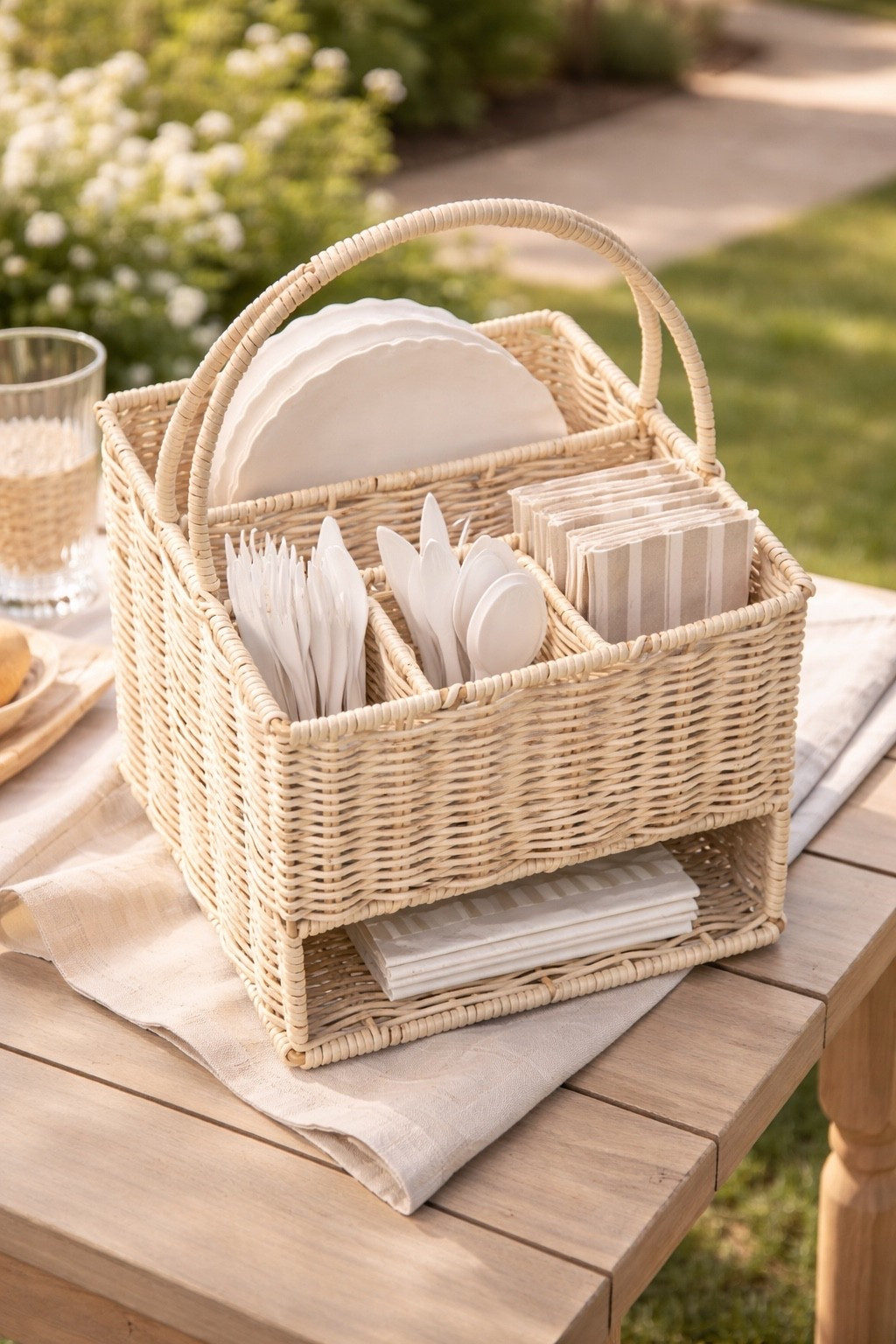 This rattan caddy is perfect to keep everything organized for eating outdoors ☀️

#LTKSaleAlert #LTKHome #LTKSeasonal