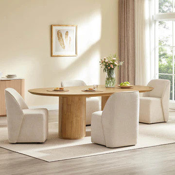 Soren Leather Rolling Dining Chair | Set of 2 with Casters | Chita