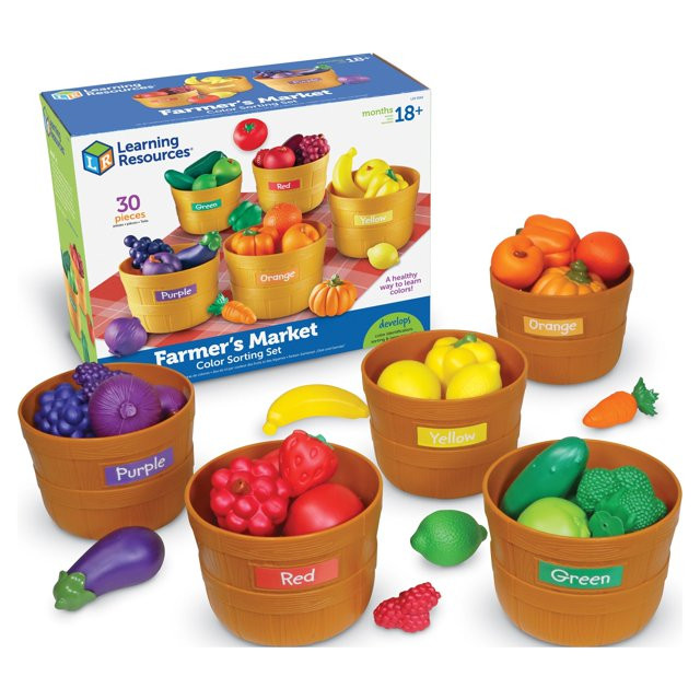 Learning Resources Farmer’s Market Color Sorting Set, Play Food, Baby Toys Ages 18 Months+ | Walmart (US)