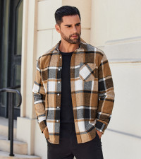 COOFANDY Men's Flannel Shirts Long Sleeve Cotton Plaid Shirt Jacket Casual Button Down Shirt with... | Amazon (US)