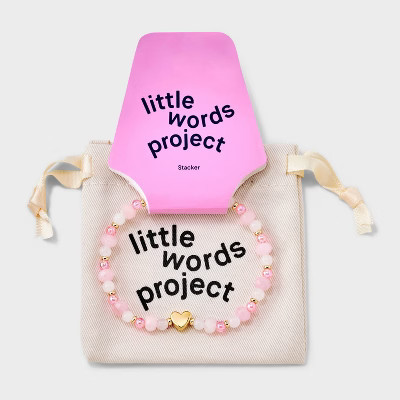 Little Words Project Valentine's Day Heart Stacker Beaded Bracelet - Light Rose Quartz M/L | Target