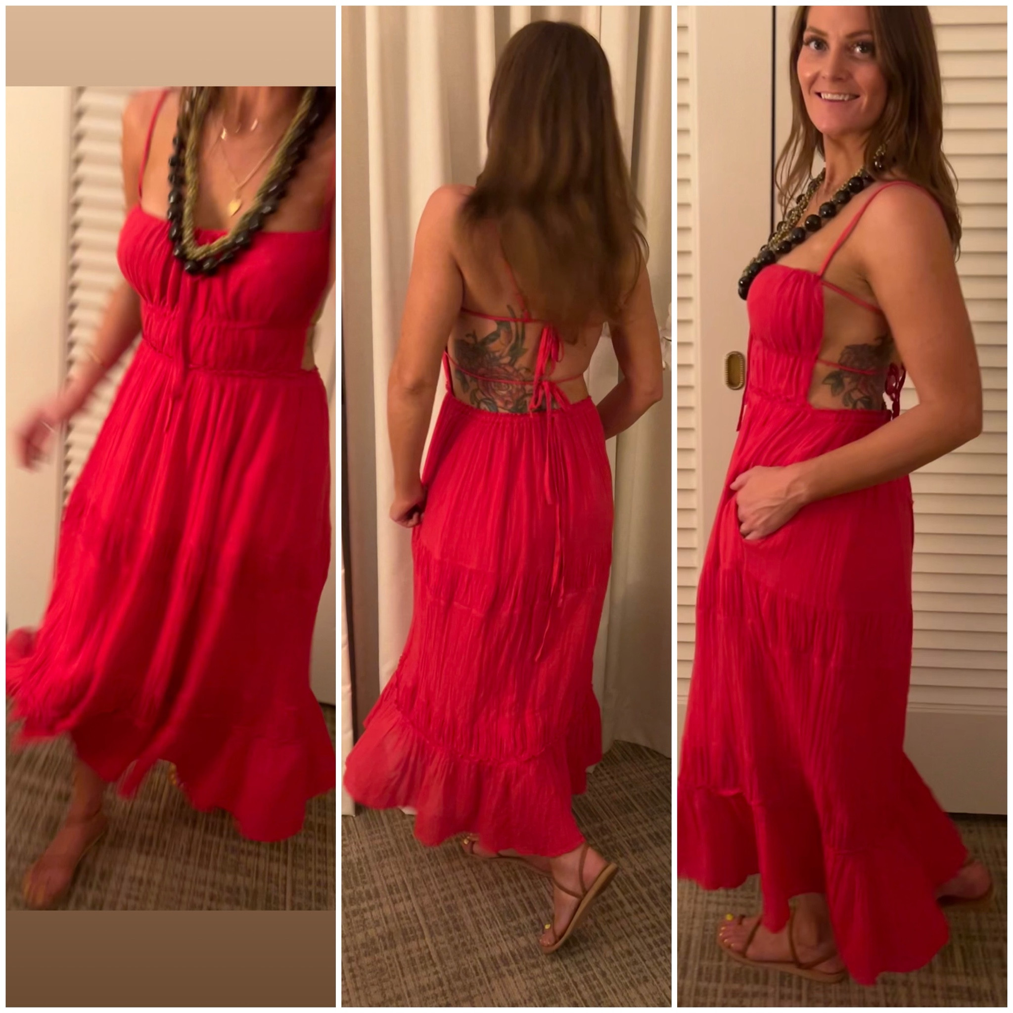 This dress ! Love that it is lined (and not sheer) and I was able to be totally stuffed with delicious food and still feel great in this. I have heard feedback that this works for those who don’t normally like to go braless because of how adjustable the straps are. I am wearing a medium (what I normally wear) 

#LTKmidsize #LTKover40 #LTKSeasonal