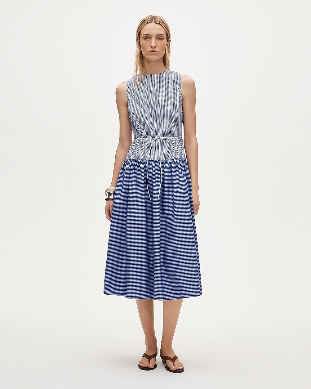 Open-back mixy dress in gingham cotton-blend poplin | J. Crew US