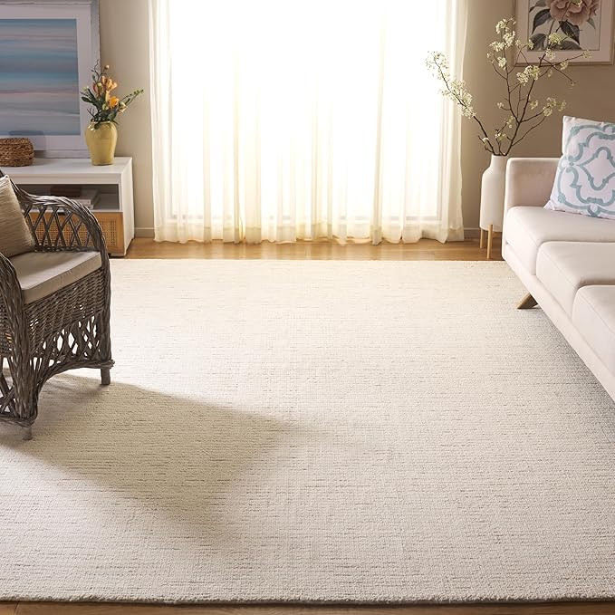 SAFAVIEH Abstract Collection Area Rug - 10' x 14', Ivory & Brown, Handmade Wool, Ideal for High T... | Amazon (US)