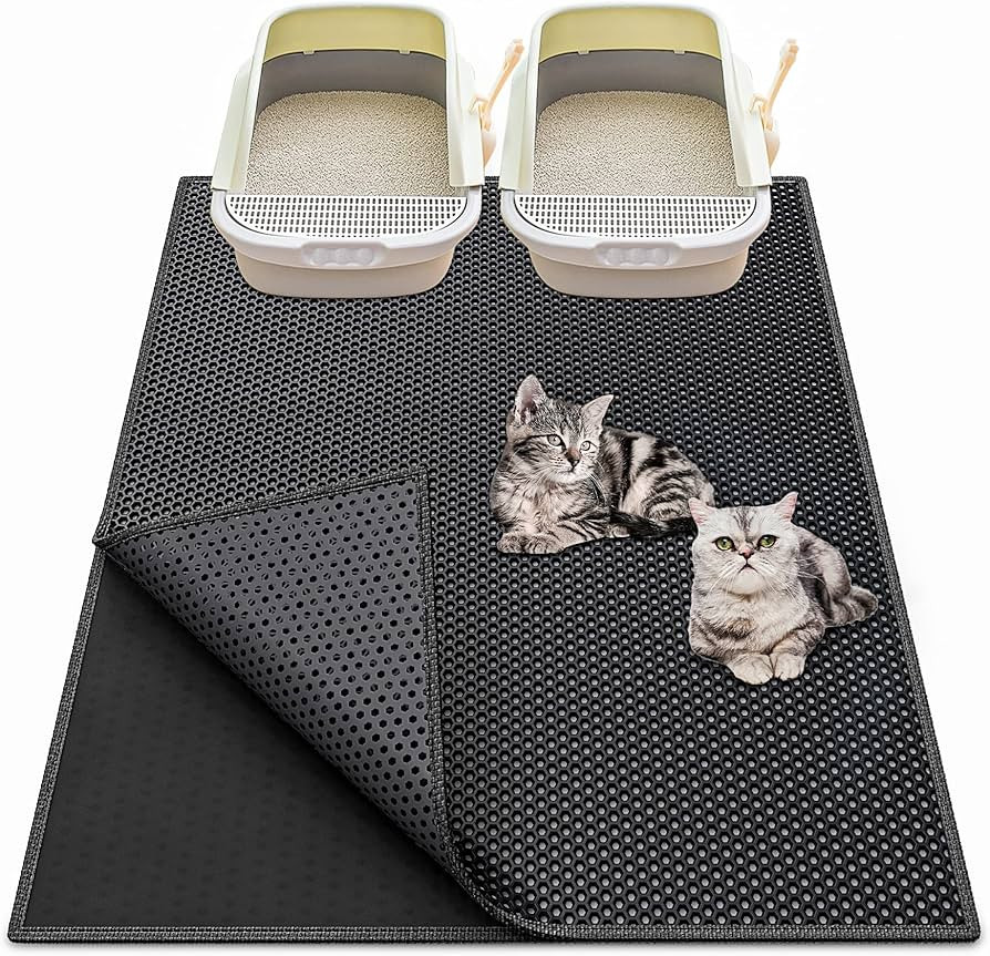 Waretary Cat Litter Mat 36"x 30", Kitty Pretty Litter Box Trapping Mat, Extra Large XL Honeycomb ... | Amazon (US)