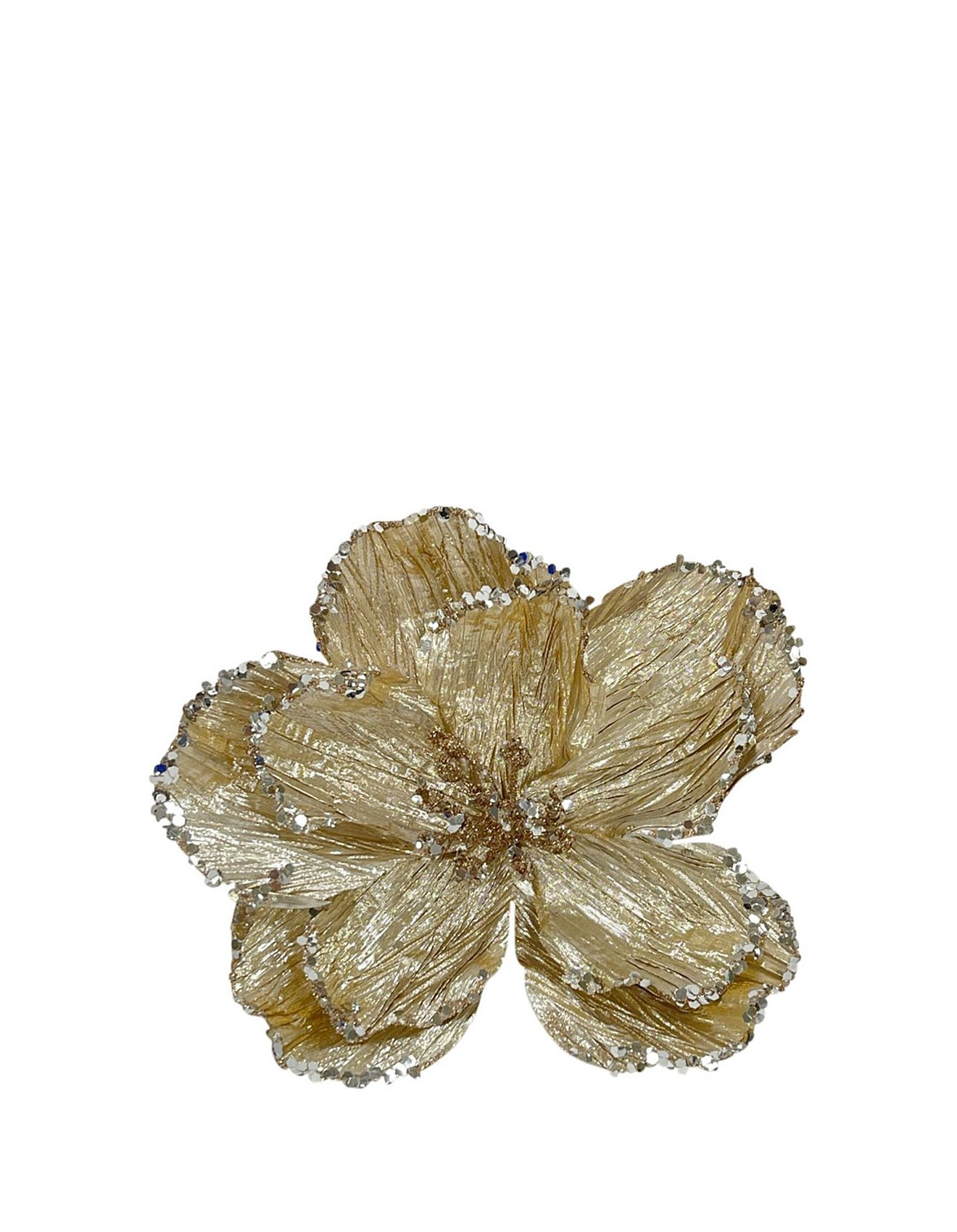16CM GOLD MAGNOLIA CLIP ORNAMENT | David Jones (Australia & New Zealand)