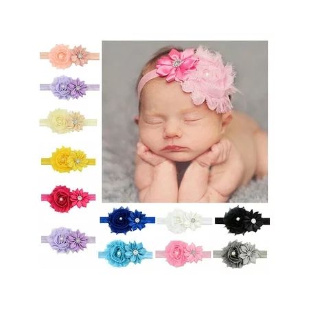 Headband for Baby Girl, Coxeer Cute 12 Pieces Hair Bows Clips Flower Ribbon Hair Accessories For Kid | Walmart (US)