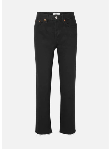 RE/DONE - Stove Pipe Rigid High-rise Straight-leg Jeans - Black | NET-A-PORTER (UK & EU)
