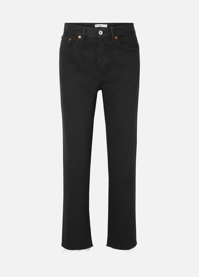 RE/DONE - Stove Pipe Rigid High-rise Straight-leg Jeans - Black | NET-A-PORTER (UK & EU)