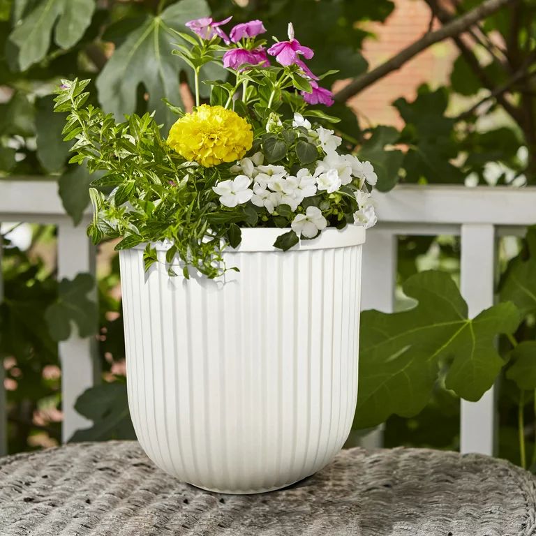Better Homes & Gardens 16"W x 16"L x 15.8"H Ellan White Resin Plant Pot Planter | Walmart (US)