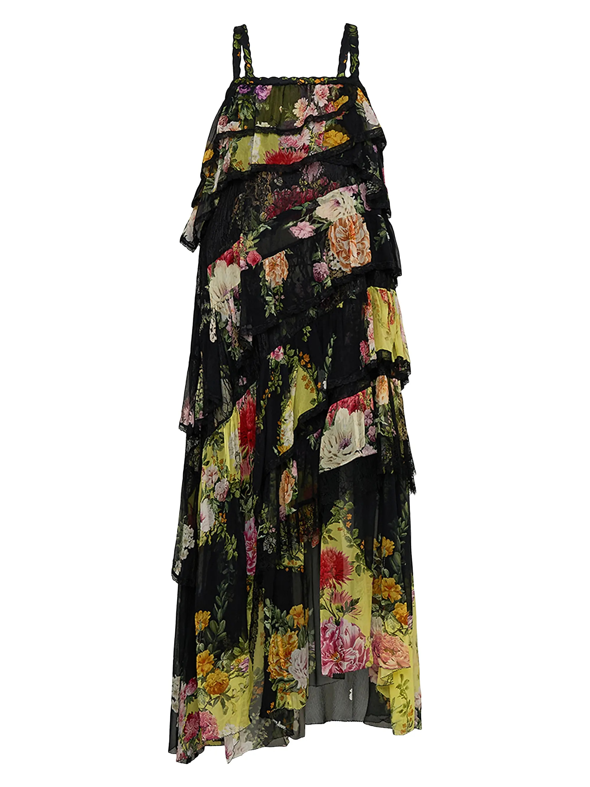 Adorned Floral Silk & Lace Dress | Saks Fifth Avenue