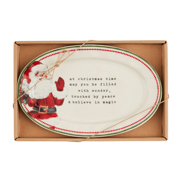 At Christmas Time Santa Sentiment Plate | Mud Pie