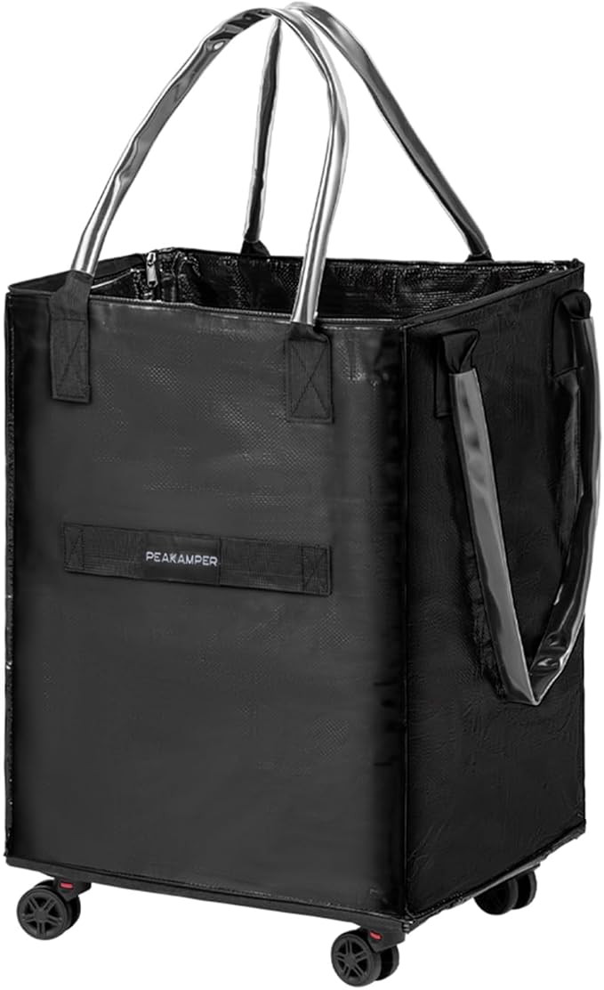 Reusable Grocery Bag On Wheels, Lightweight Rolling Tote Bag w/Unbreakable Handles, 360° Swivel ... | Amazon (US)
