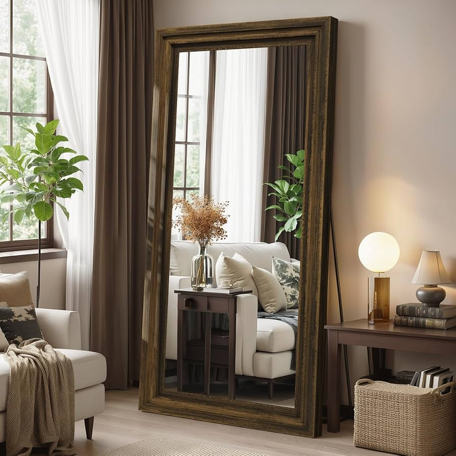 Full Length Mirror 71"x30", Large Solid Wood Frame Floor Mirror, Leaning Floor Mirror, Stable Fra... | Amazon (US)