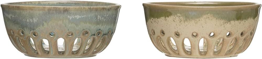 Stoneware 6" Berry Bowls with Reactive Glaze, Set of 2 Colors, Each One Will Vary | Amazon (US)