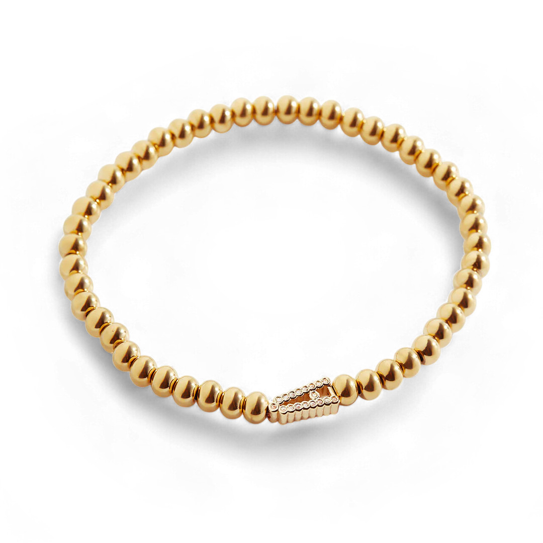 Stretch Diamond Initial Beaded Bracelet | Mint & Lily