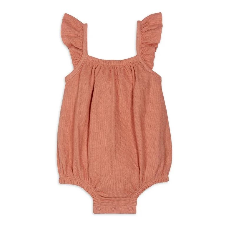 Modern Moments By Gerber Baby Girl Cotton Romper with Ruffle Straps, Sizes 0/3 Months - 24 Months... | Walmart (US)