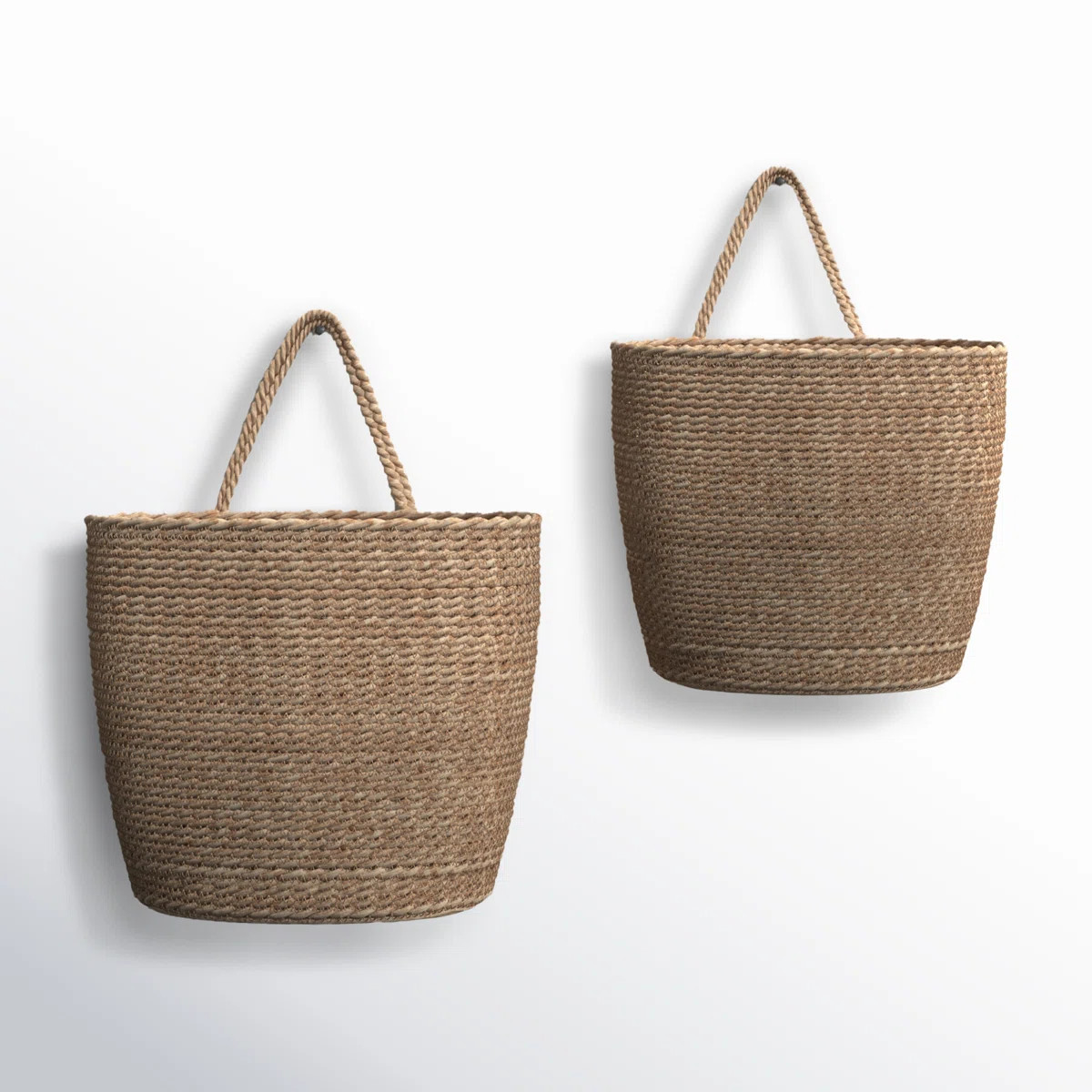 Tall Oval Seagrass Baskets Set of 2 Handwoven Storage 13" H | Wayfair North America