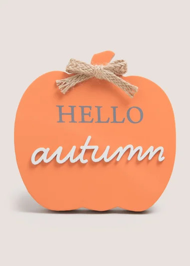 Orange Pumpkin Plaque (22cmx2cmx2cm) | Matalan (UK)