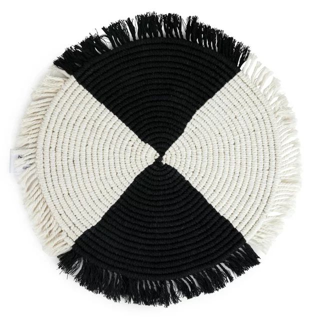 Thyme & Table Handwoven Placemat, Black White, 18" | Walmart (US)