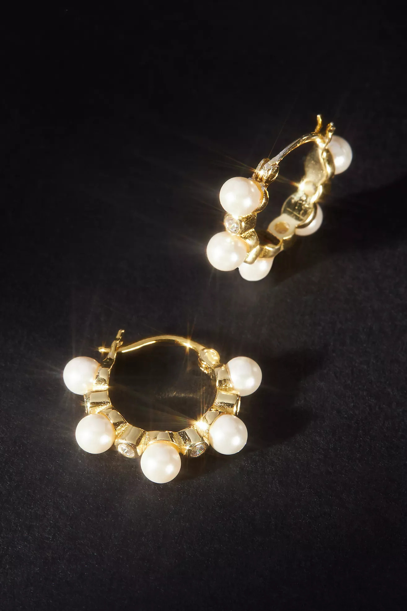 14k Gold Pearl and Crystal Hoop Earrings | Anthropologie (US)