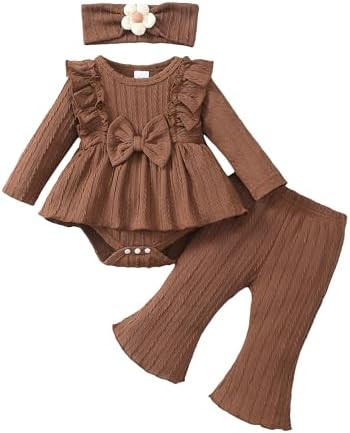 Mioglrie Newborn Baby Girl Clothes Infant Fall Outfits Color Block Pants Set Baby Clothes for Gir... | Amazon (US)