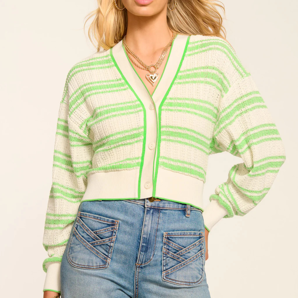 Romy Striped Knit Cropped Cardigan | Ramy Brook