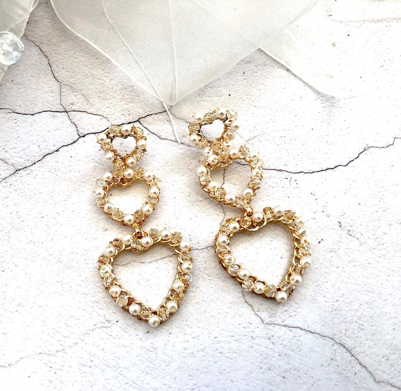 Heart Hoop Drop Dangle Earrings with SWAROVSKI crystal beads | Etsy | Etsy (CAD)