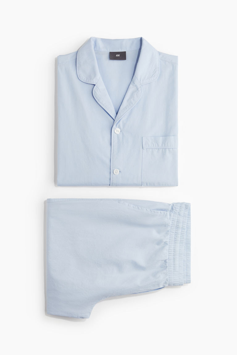 H & M - Cotton Pajama Shirt and Pants - Blue | H&M (US + CA)