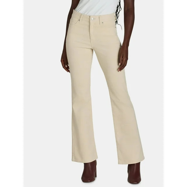 Time and Tru Women’s High Rise Corduroy Flare Pants, 30", 32" Inseams, Sizes 2-22 | Walmart (US)