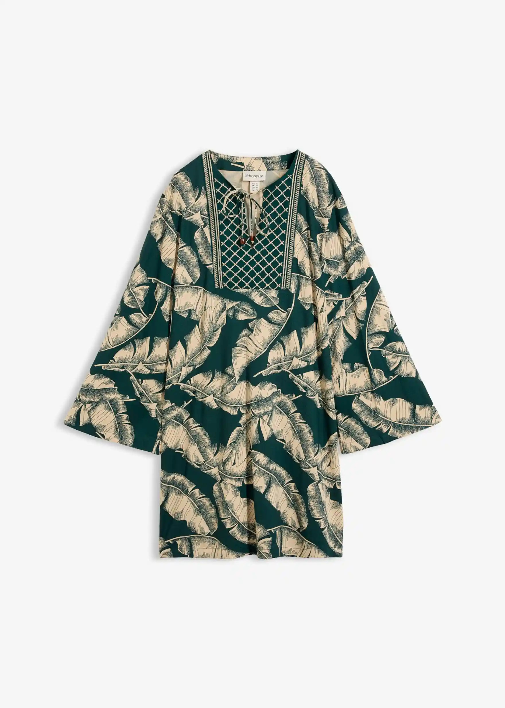 sommerliches Tunika-Kleid aus fließendem Viskose-Mix mit Stickerei am Ausschnitt vorne | Bonprix DE