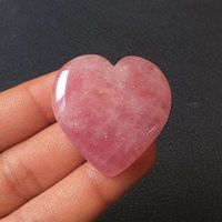 Natural Rose Quartz Heart Cabochon Loose Crystal Beads Pink Gua Sha Heart For Jewelry 109-Ct 40x40x1 | Etsy (US)