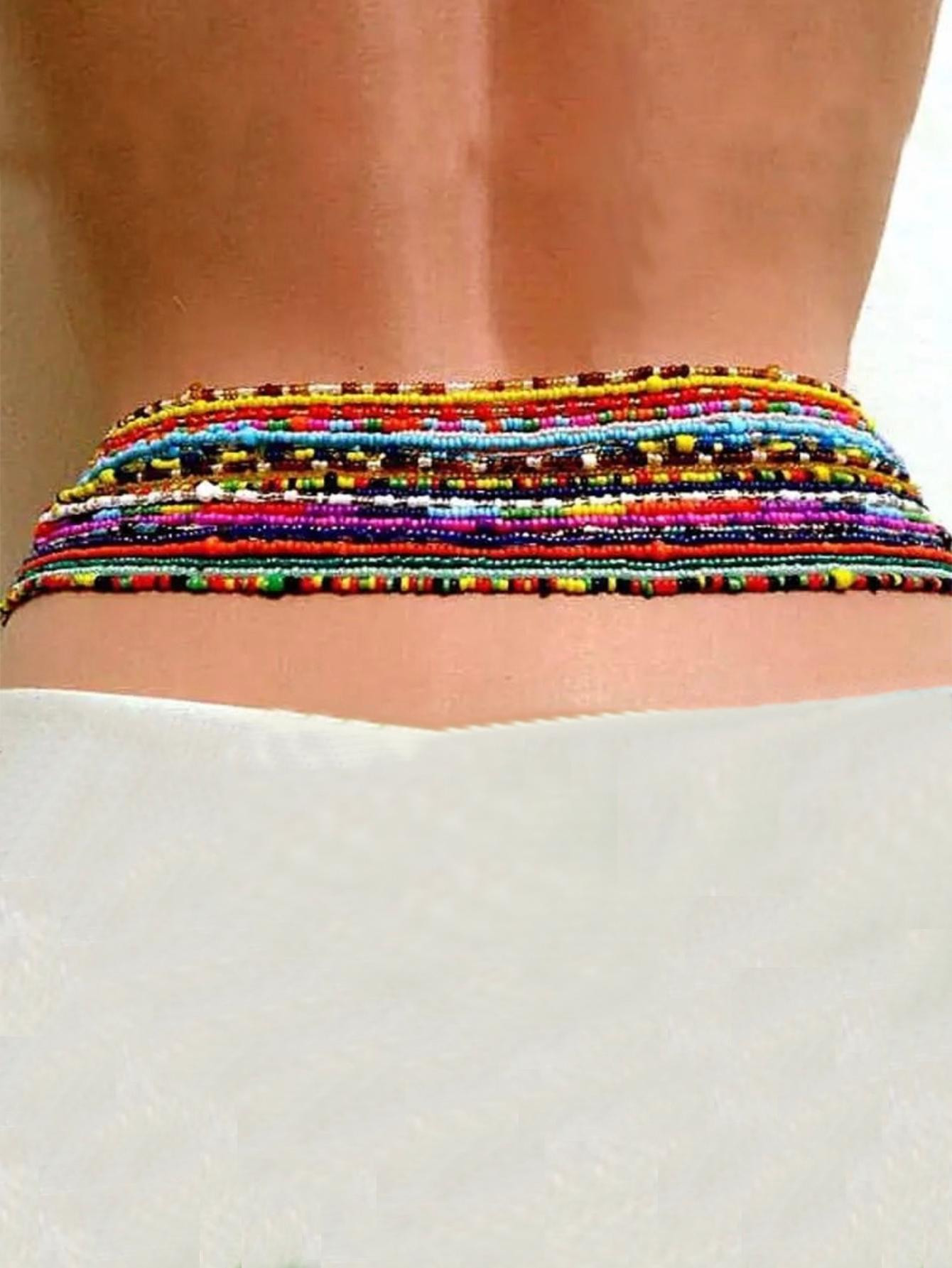 Multi-pack Random Mix-color Popular Bohemian Rainbow Acrylic Beads Chain Body Jewelry Belly Chain... | SHEIN