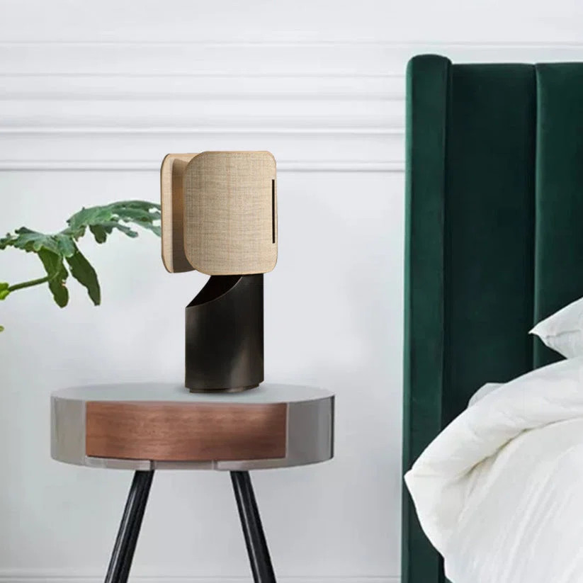 Soltice Black Base Modern Nordic Table Lamp With Linen Shade For Soft Ambient Lighting - 52Cm | Wayfair North America
