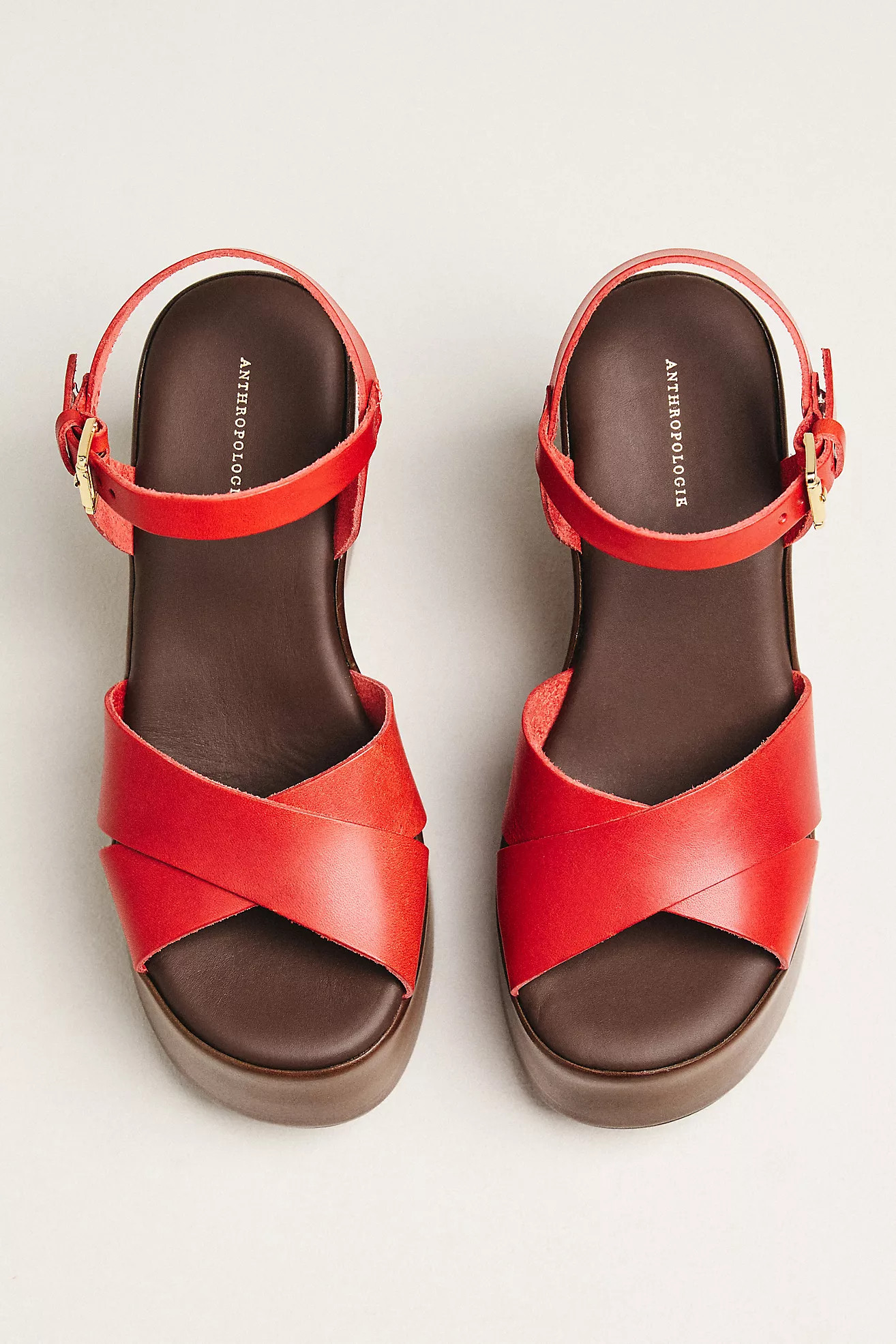 By Anthropologie Wood-Bottom Ankle-Strap Platform Wedge Heels | Anthropologie (US)