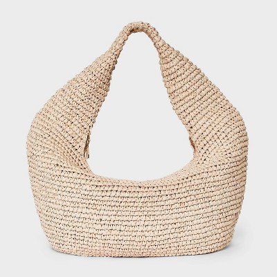 Straw Crescent XL Tote Handbag - Universal Thread™ Natural | Target