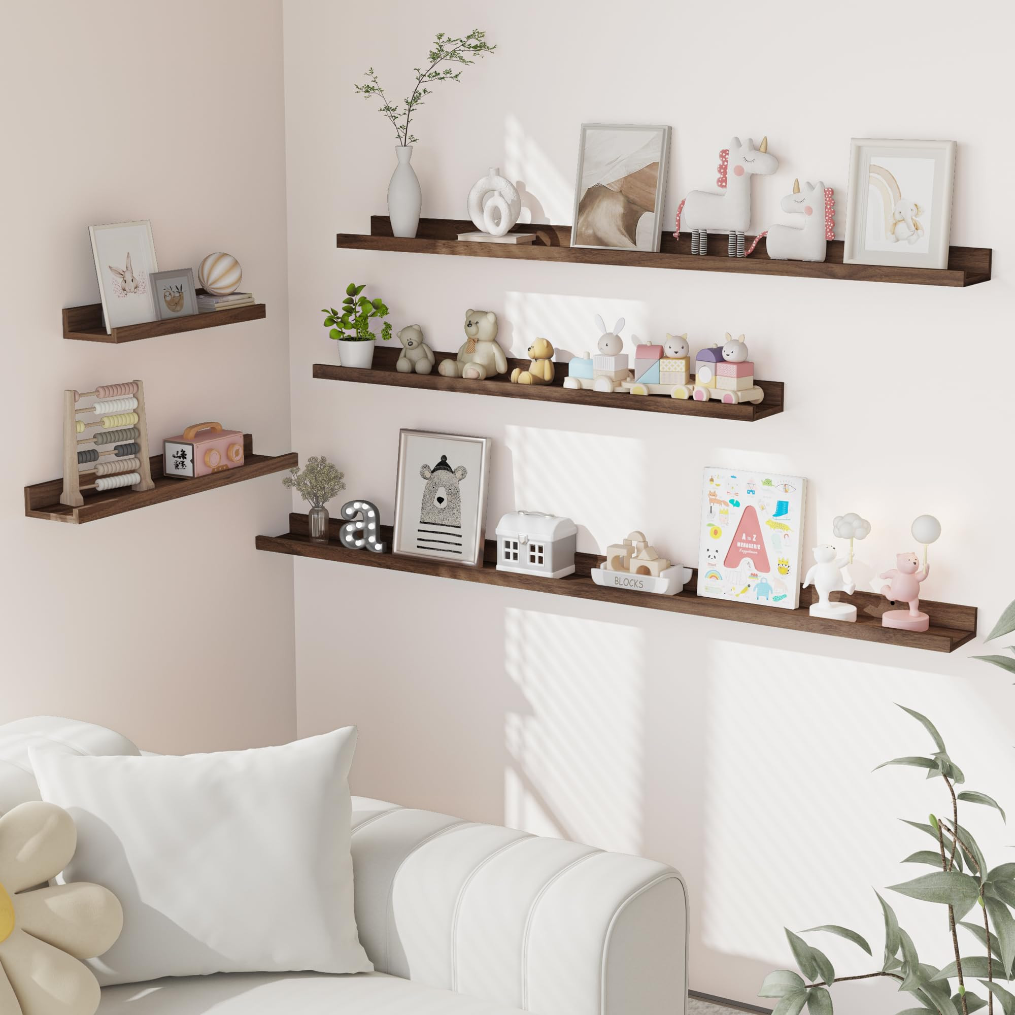 Heimlove Picture Ledge Shelf, Small Floating Shelves Set of 2, 16 Inches Picture Shelf for Wall w... | Amazon (US)