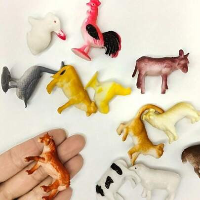 Realistic Mini Farm Animal Model, Farmhand Model, Sandbox Figure, Farm Animal Figurines: Poultry, Livestock, Hen, Duck, Sheep, Cat, Dog, Rabbit, Cow | SHEIN