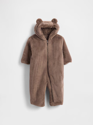 Baby Faux Fur Bear Hooded One-Piece | Gap (US)