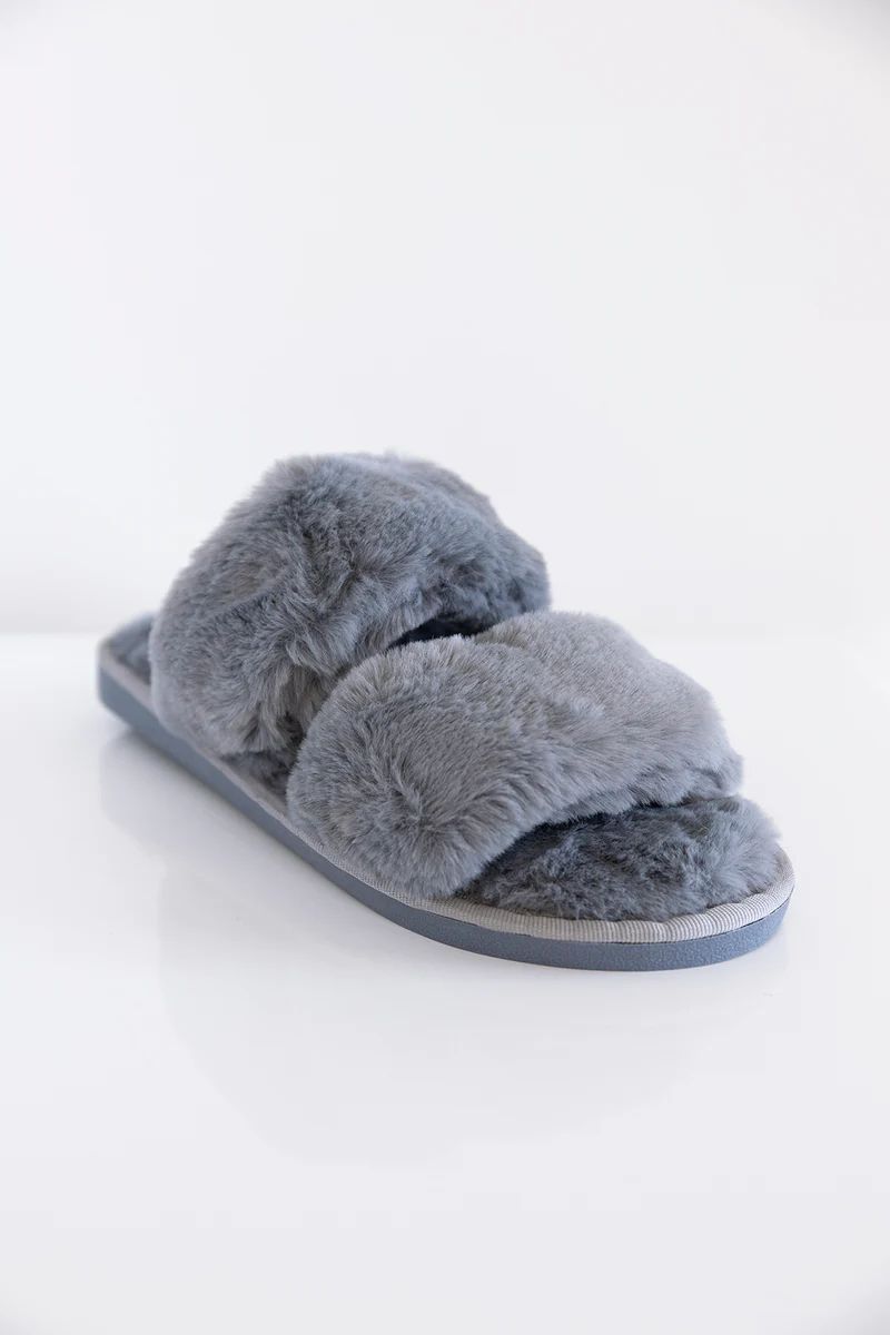 Goodnight Dreams Fuzzy Slippers Grey | The Pink Lily Boutique