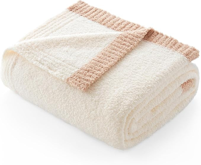 Snuggle Sac Ultra Soft Throw Blanket for Couch Bed Sofa 50x60 inches, Reversible Cream Blanket Mi... | Amazon (US)