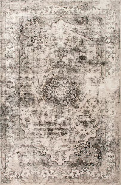 Ivory Faded Crowned Rosette 4' x 6' Area Rug | Rugs USA