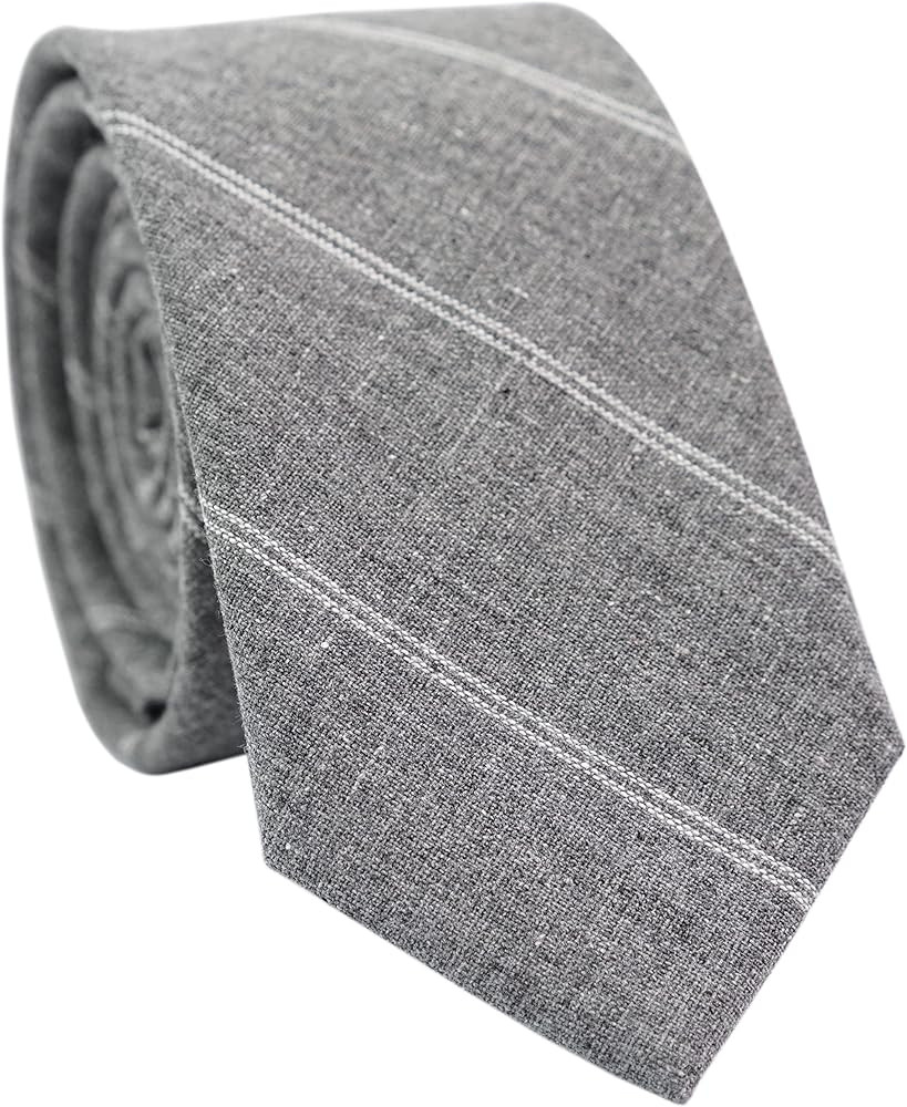 BELLUNO 2.5 inch Skinny Ties for Men, Solid Cotton Linen Neckties | Amazon (US)