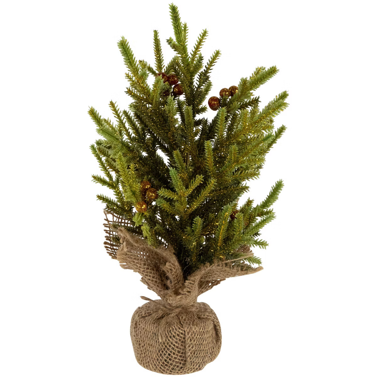 Northlight Mini Pine with Berries Artificial Christmas Tree in Burlap Base - 12" - Unlit | Target