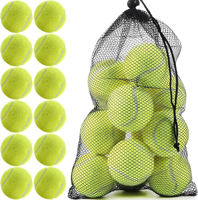Bulk Tennis Balls for Beginner – 12 Pack High Elasticity Practice Tennis Balls with Mesh Bag, S... | Amazon (US)