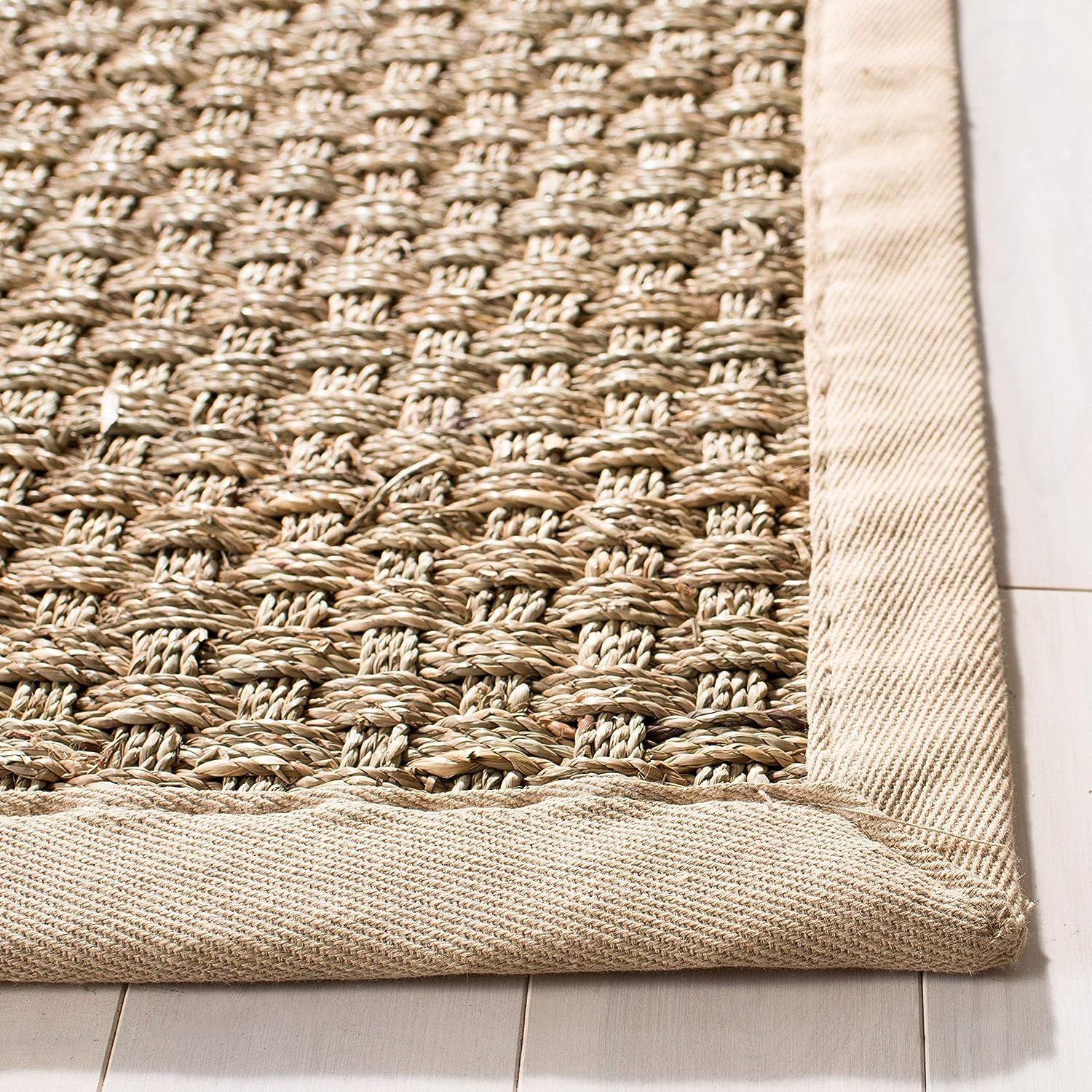 Safavieh Natural Fiber Collection NF114A Border Basketweave Seagrass Area Rug, 9' x 12', Beige | Amazon (US)